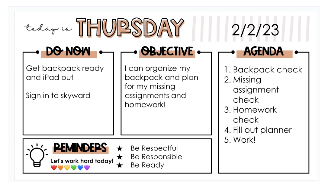 objective sheet example